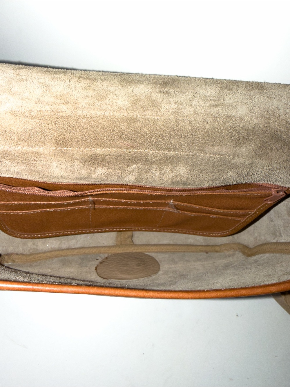 Vintage Dooney & Bourke Carrier Bag Khaki w/Brittish Tan Trim, Large - Picture 10 of 15